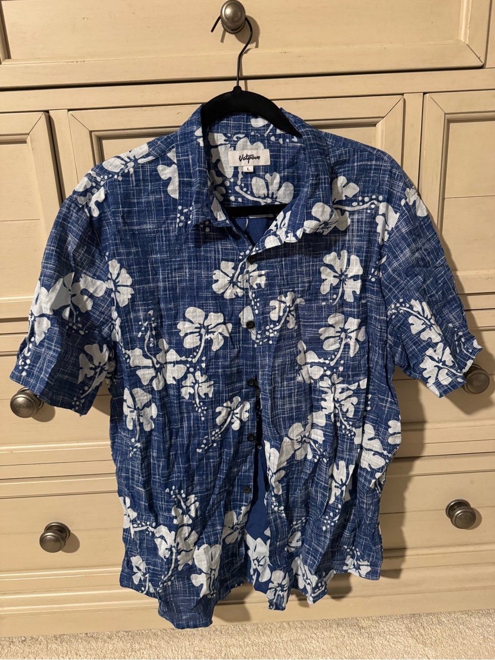 Vigoss Blue Floral Short-Sleeve Button-Down Shirt
